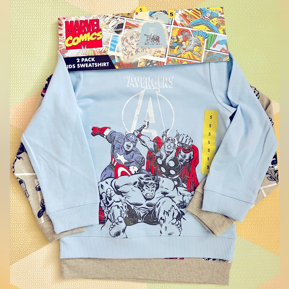 Marvel 2 Pack Kid’s Sweatshirt size 5- Brand New